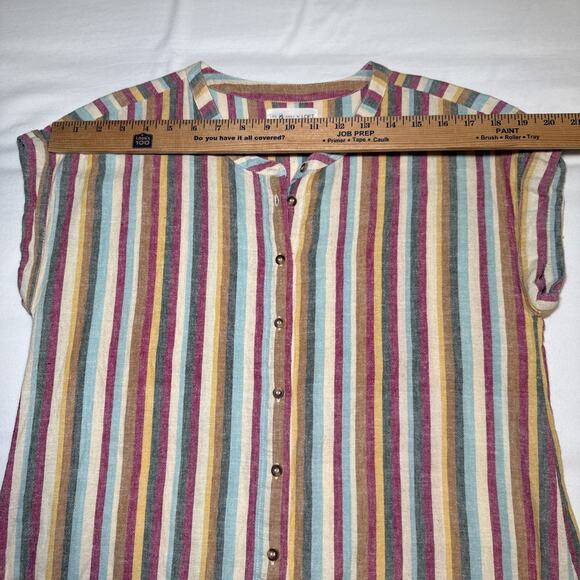 Lou & Grey for Loft XS Colorful Striped Short Sleeve Linen Blend Shirt Dress EUC - Picture 5 of 11